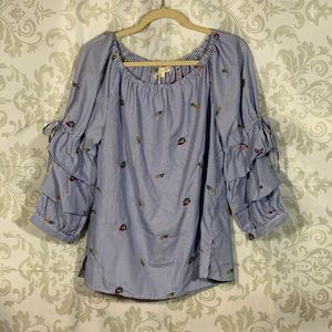 💚2/$19💚Mystree Striped Floral Off Shoulder Top